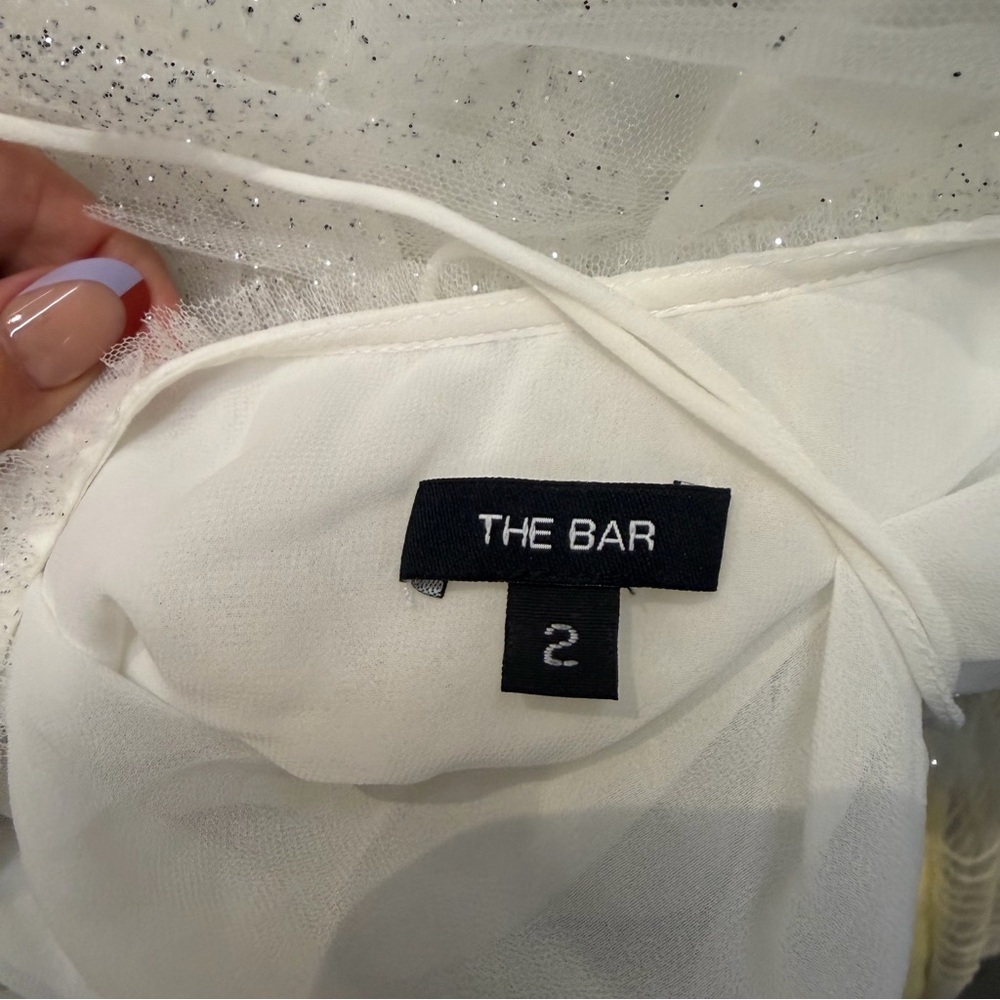 The Bar Henri Gown Blanc White tulle gown glitter Dress halter maxi Revolve 2 - Picture 9 of 10